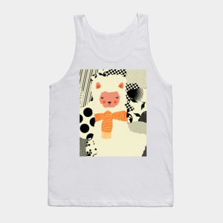 Cute llama wearing a scarf with abstract background Tank Top